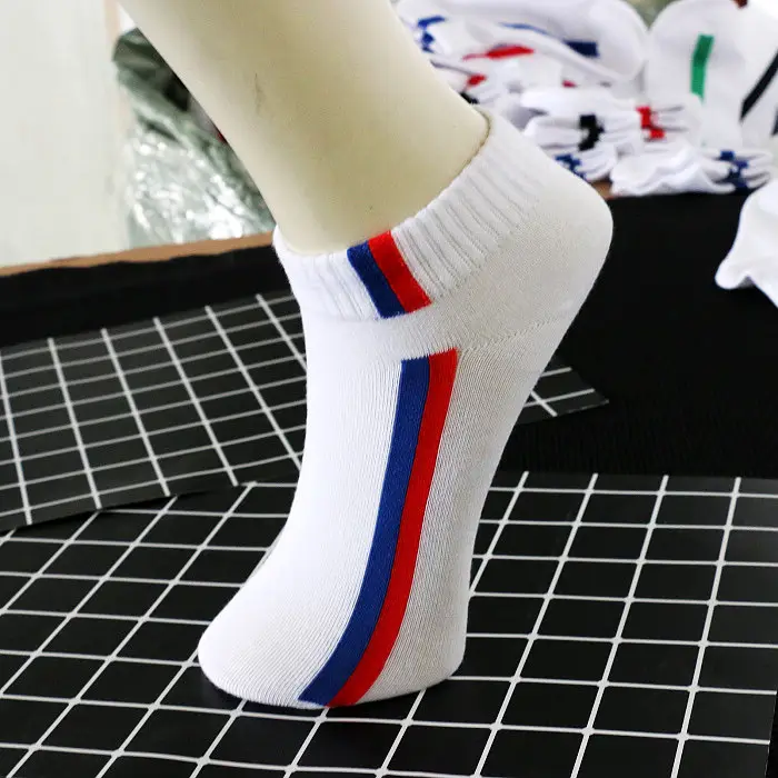 Spring and Summer Thin Fashionable Casual Sports Socks Men's Boat Socks Short Socks One Bar Color Striped Personalized Trendy Socks