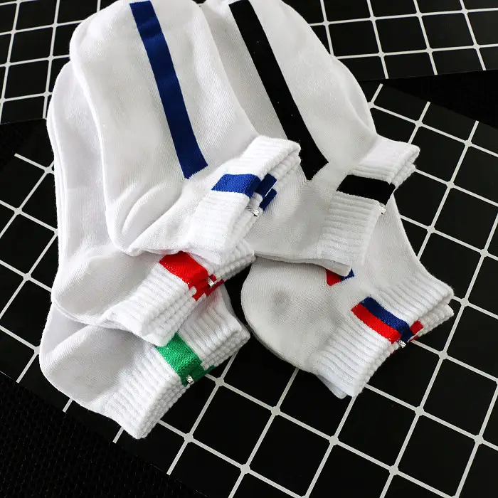Spring and Summer Thin Fashionable Casual Sports Socks Men's Boat Socks Short Socks One Bar Color Striped Personalized Trendy Socks