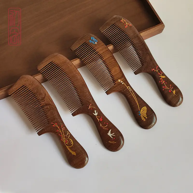Sandalwood Anti-Static Hair Comb with Meridian Massage - Image 20