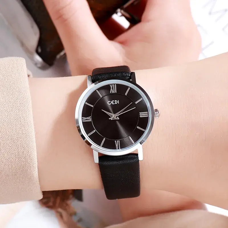 Gedi Roman Numeral Women's Watch Black Rose Gold