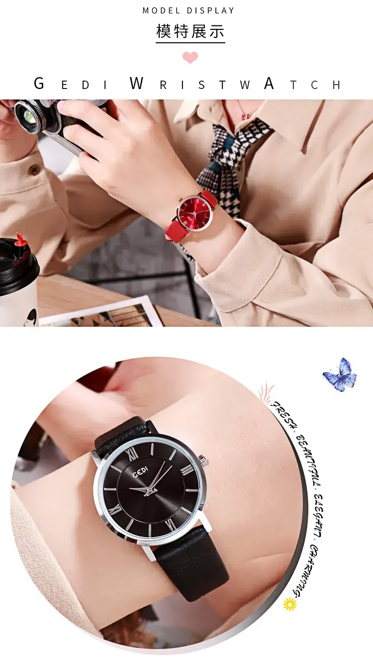Gedi Roman Numeral Women's Watch Black Rose Gold — feature 3