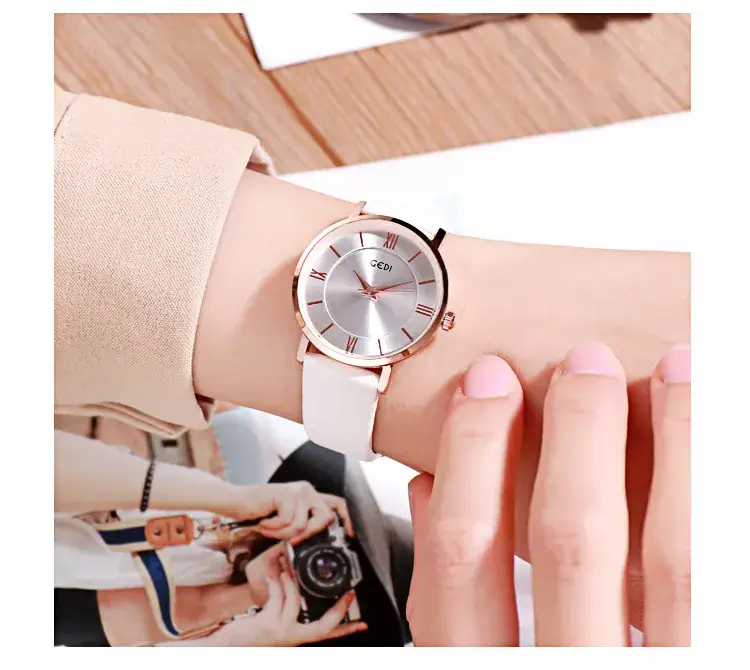 Gedi Roman Numeral Women's Watch Black Rose Gold — feature 4