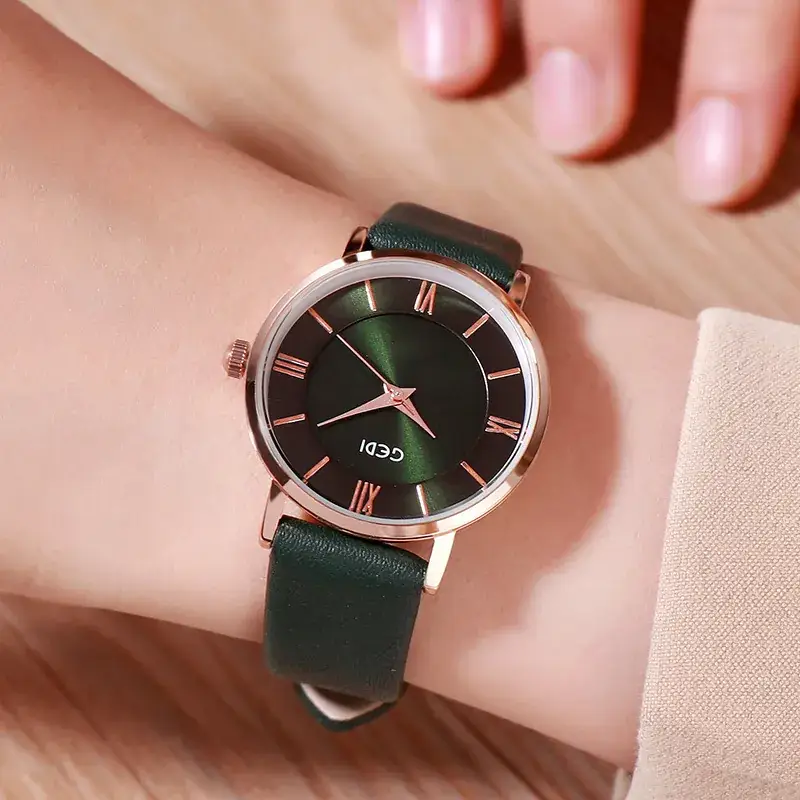 Gedi Roman Numeral Women's Watch Black Rose Gold