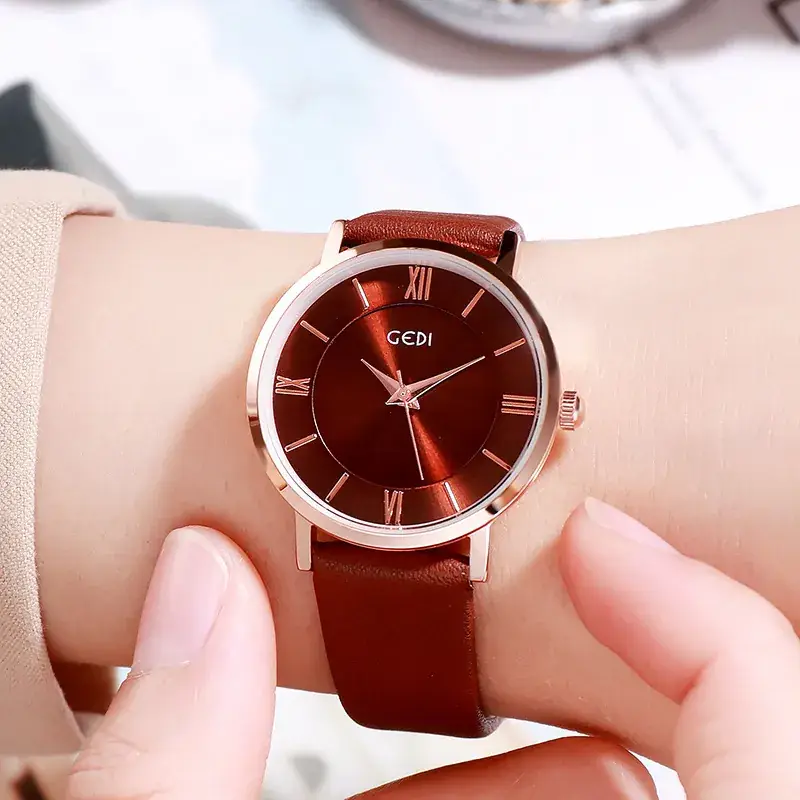 Gedi Roman Numeral Women's Watch Black Rose Gold