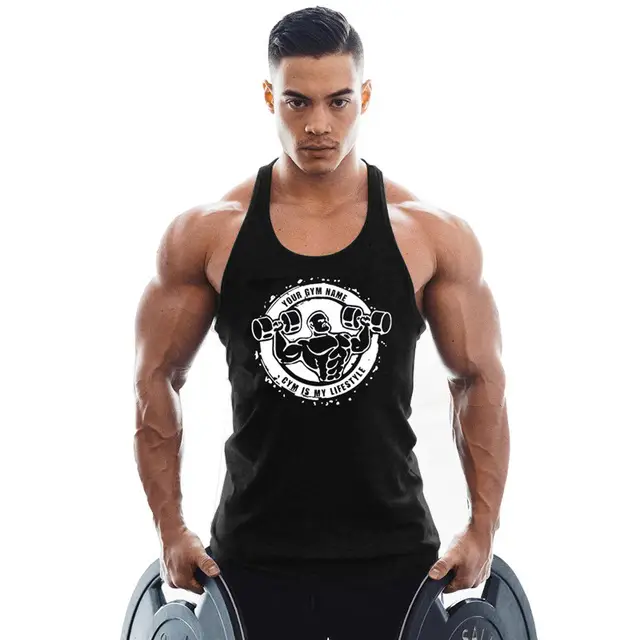 Men Printed Tank Top Gray Workout Vest Quick Dry Breathable - Image 3
