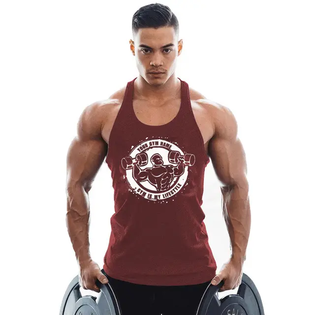 Men Printed Tank Top Gray Workout Vest Quick Dry Breathable - Image 4