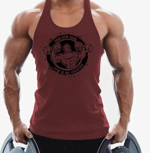 Men Printed Tank Top Gray Workout Vest Quick Dry Breathable - Image 7