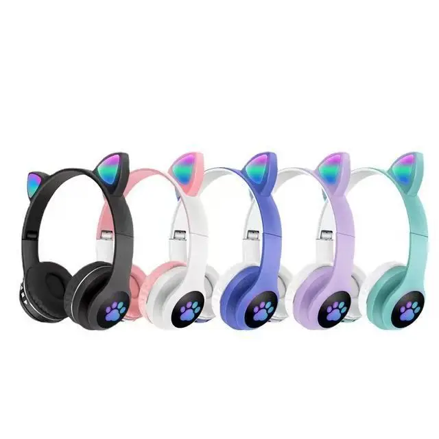 Luminous Cat Ears Bluetooth Headset with Paw Print Design - Image 5