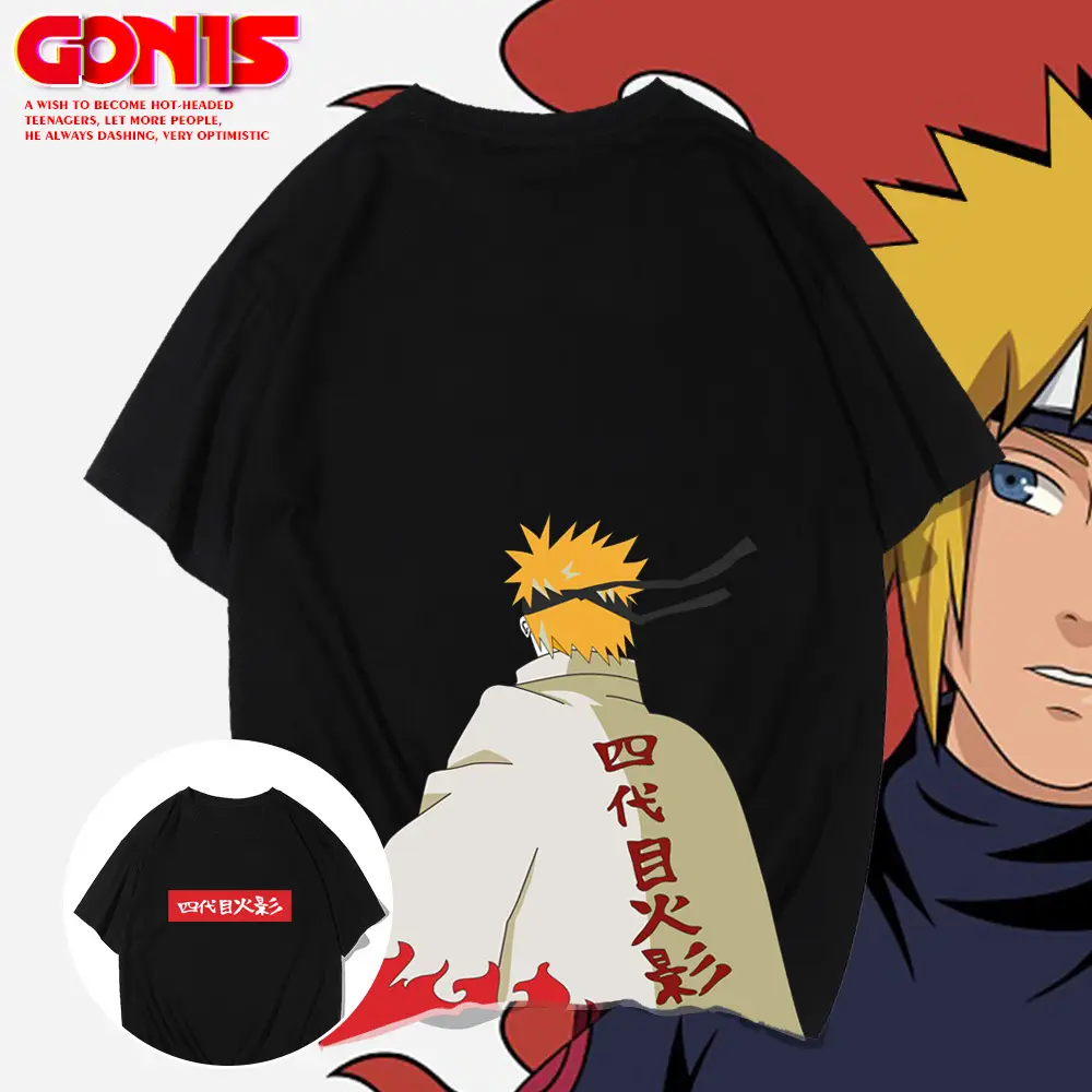 Men Japanese Cartoon T-Shirt Black Summer Loose Fit - Image 7