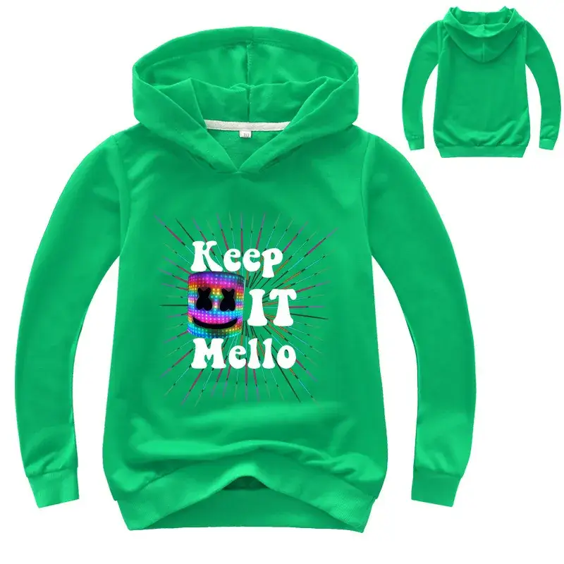 Green Hoodie Set for Kids "Keep Out Mello" Print - Image 9