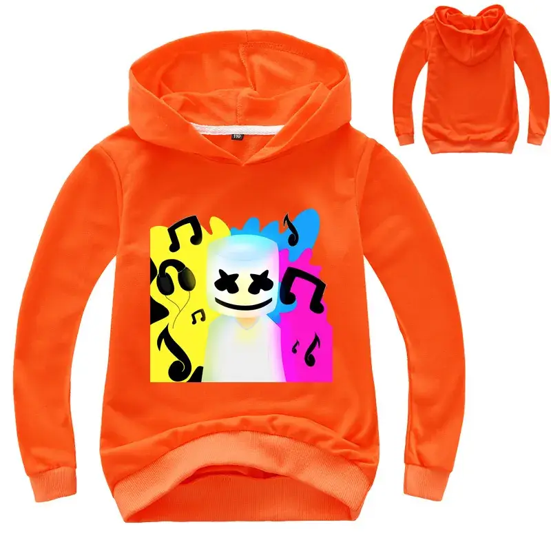 Orange Hoodie Set for Kids with Cartoon Print - Image 12