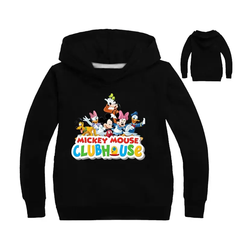 Mickey Mouse Clublinee Kids Hoodie Black Multi Color Print — feature 2