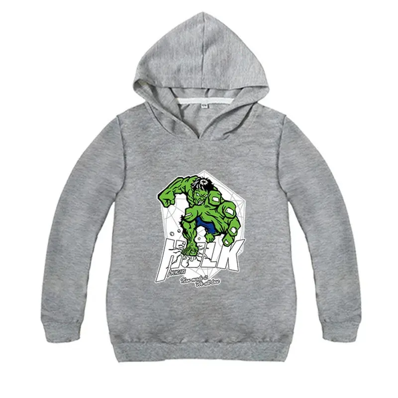 Gray Hooded Hoodie for Boys Girls Cartoon Print - Image 11