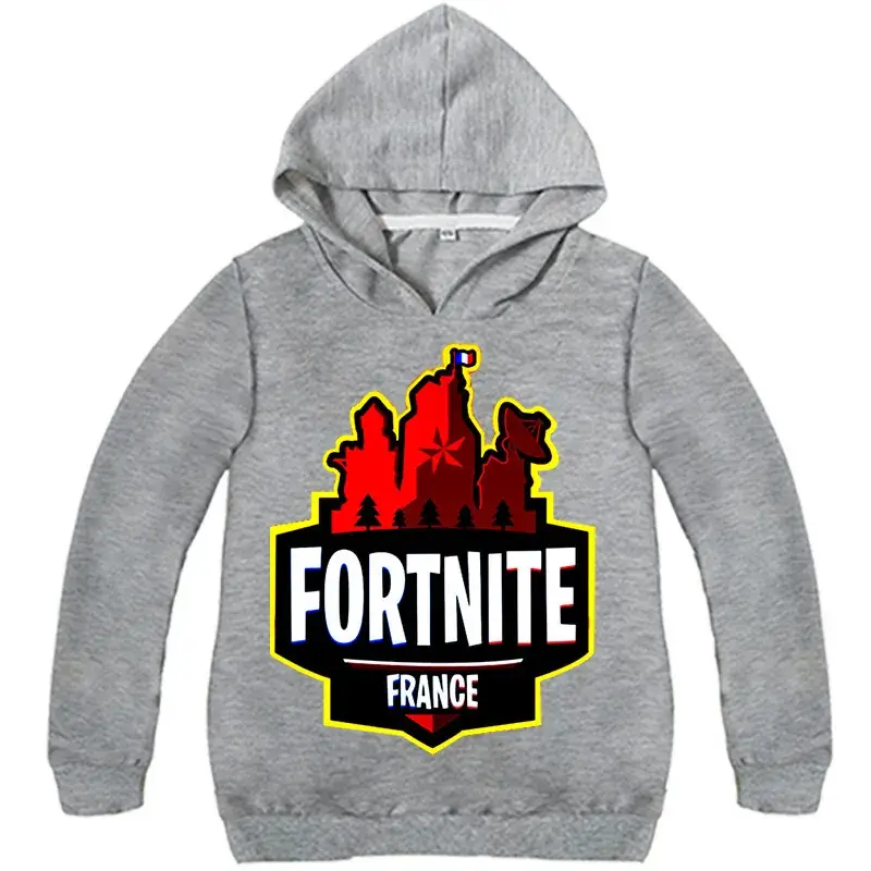2018 Fortnite France Kids Hoodie Grey - Image 11