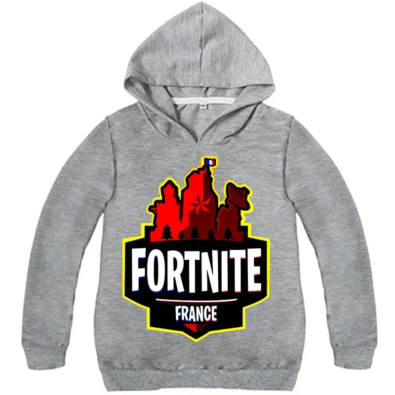 2018 Fortnite France Kids Hoodie Grey — feature 3