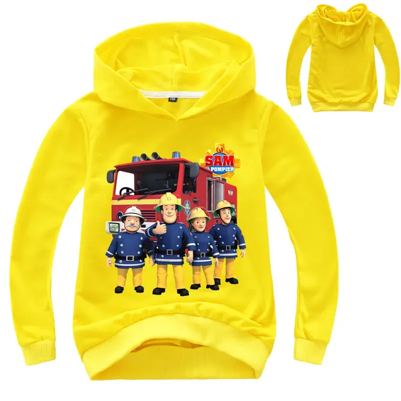 Kids Firefighter Hoodie Purple Hooded Sweatshirt - Image 2