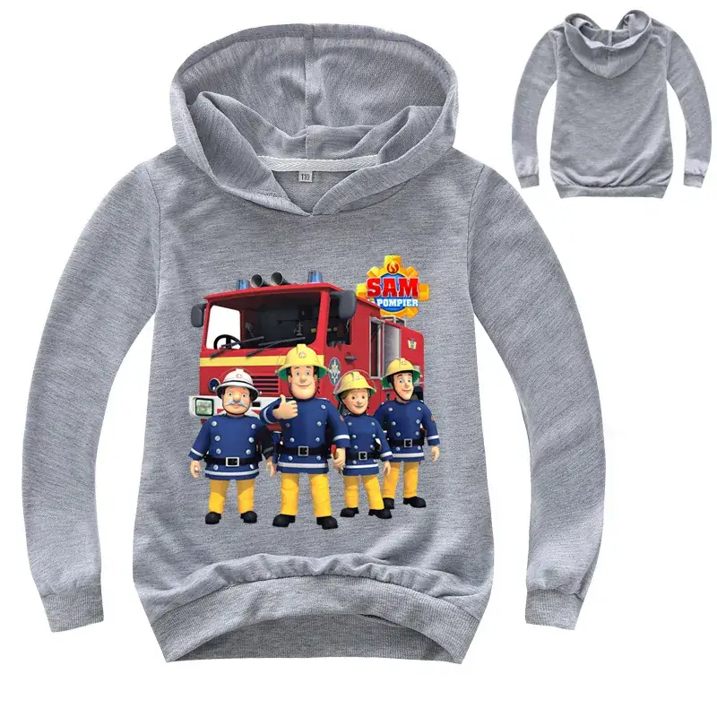 Kids Firefighter Hoodie Purple Hooded Sweatshirt - Image 5