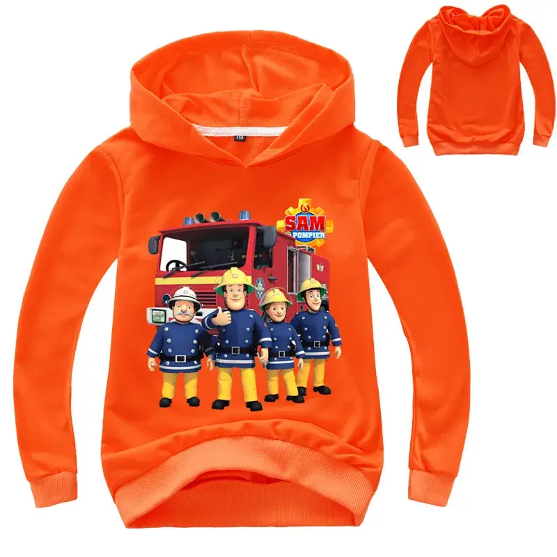 Kids Firefighter Hoodie Purple Hooded Sweatshirt - Image 9
