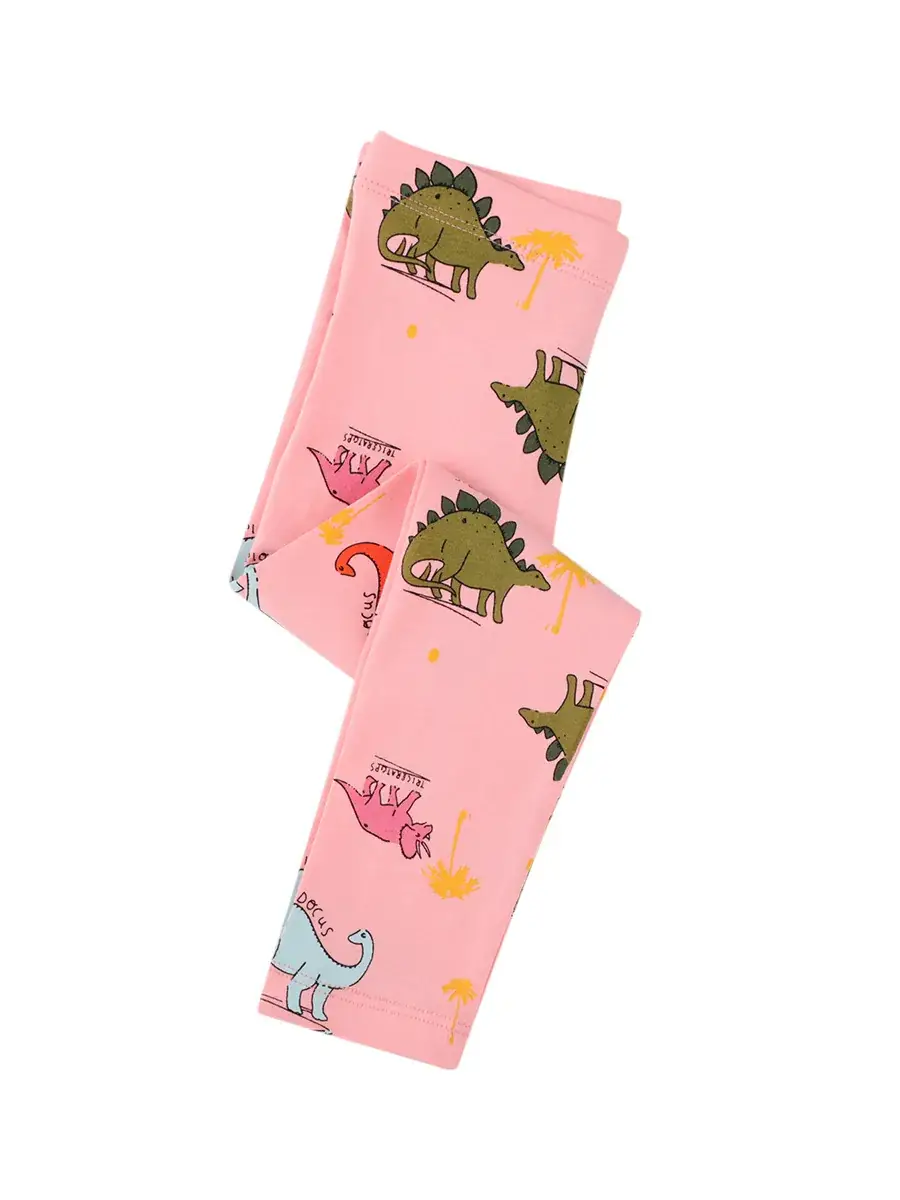 Pink Printed Kids Leggings Spring Autumn Knitted - Image 3