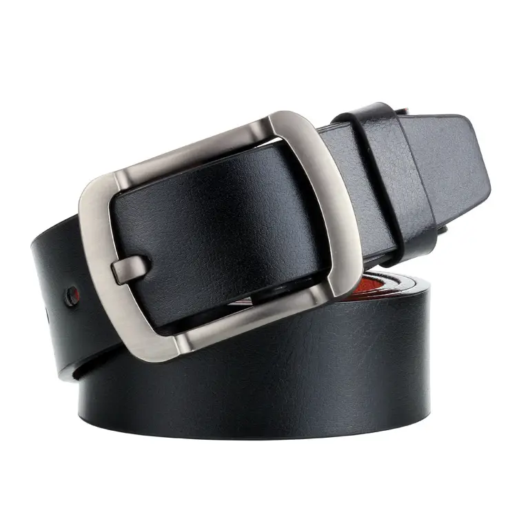 Men's Retro Leather Belt with Silver Buckle