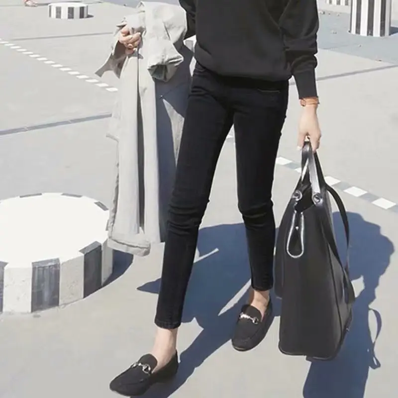 Black Tight Eight-Piece Jeans Women Large Size - Image 11