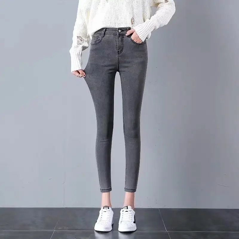 Black Tight Eight-Piece Jeans Women Large Size - Image 8