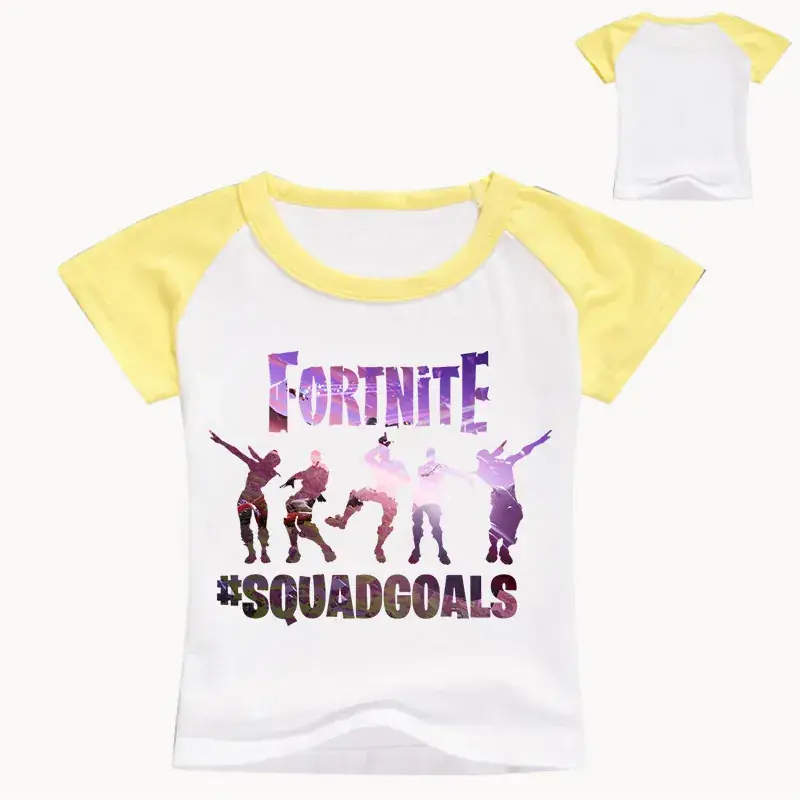 Fortnite Squad Girls T-Shirt Black Round Neck Short Sleeve
