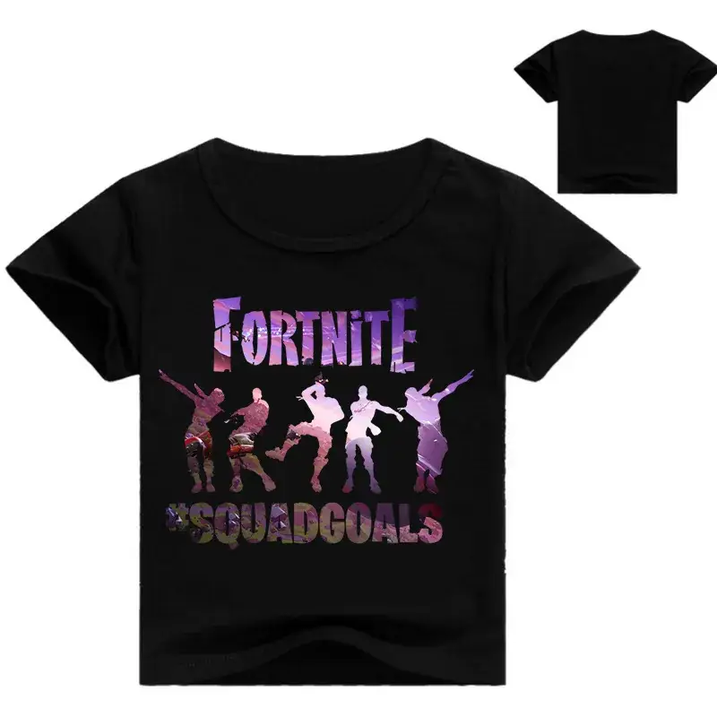 Fortnite Squad Girls T-Shirt Black Round Neck Short Sleeve