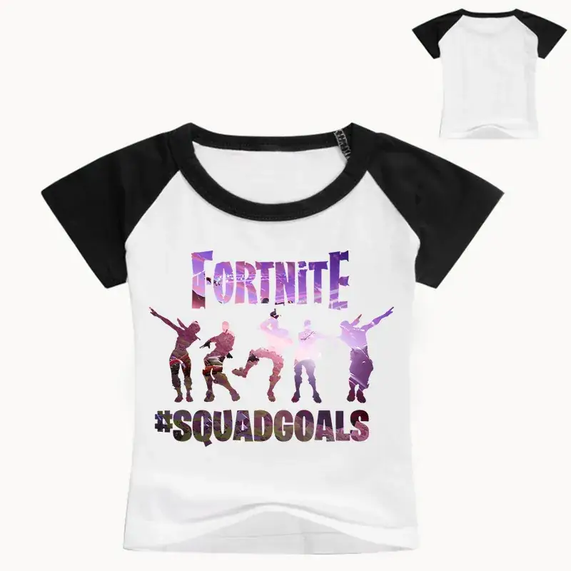 Fortnite Squad Girls T-Shirt Black Round Neck Short Sleeve