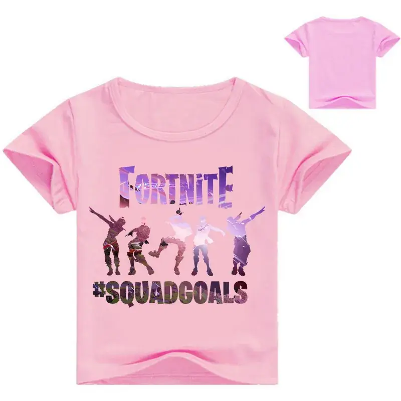 Fortnite Squad Girls T-Shirt Black Round Neck Short Sleeve