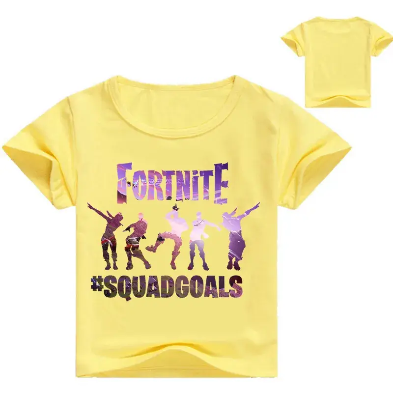 Fortnite Squad Girls T-Shirt Black Round Neck Short Sleeve