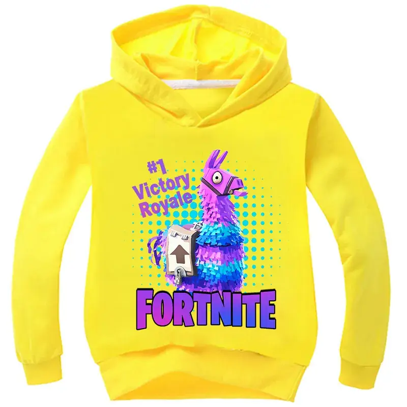 Children's Fortnite Hoodie Black Multicolor Cartoon Print