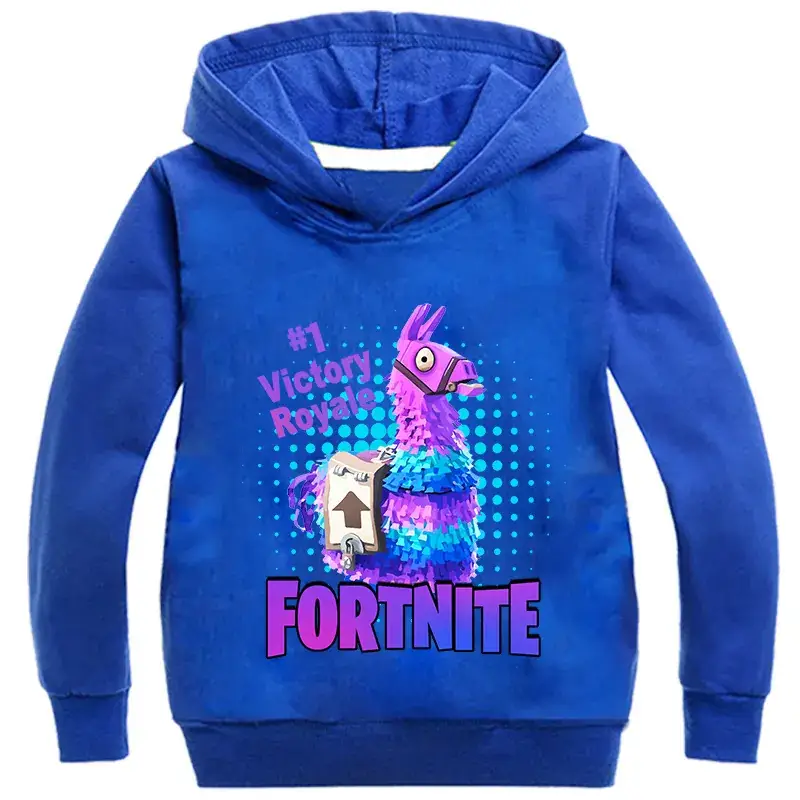 Children's Fortnite Hoodie Black Multicolor Cartoon Print