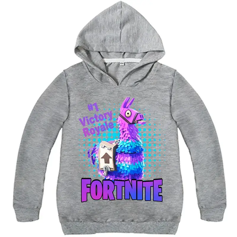 Children's Fortnite Hoodie Black Multicolor Cartoon Print — feature 2