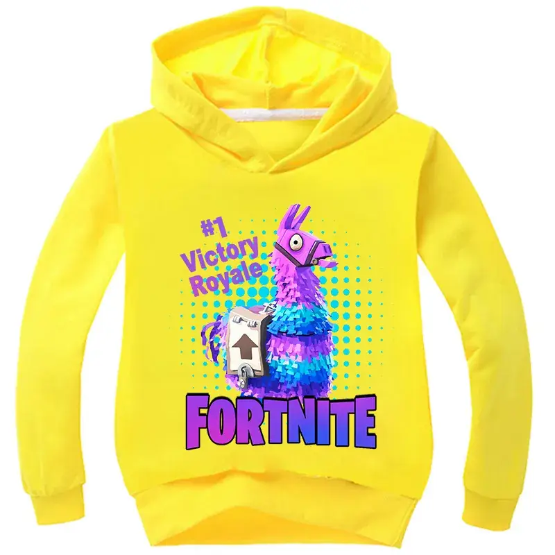 Children's Fortnite Hoodie Black Multicolor Cartoon Print — feature 4