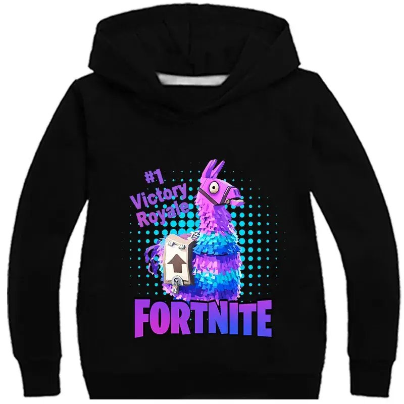 Children's Fortnite Hoodie Black Multicolor Cartoon Print — feature 6