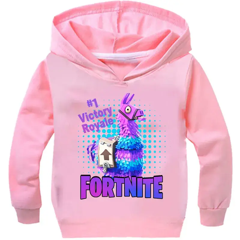 Children's Fortnite Hoodie Black Multicolor Cartoon Print — feature 7