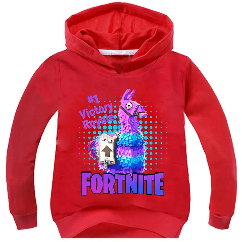 Children's Fortnite Hoodie Black Multicolor Cartoon Print