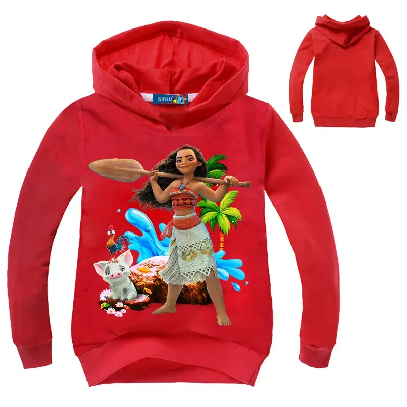 Red Cartoon Ocean Character Hoodie for Kids 2017 - Image 2
