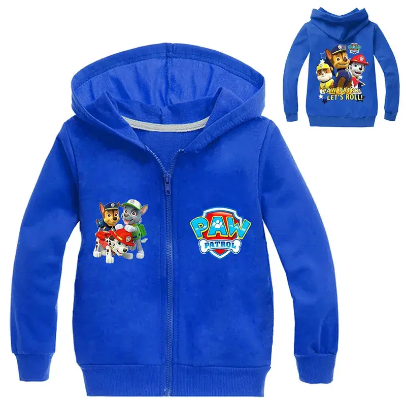Red Kids Hooded Zipper Sweater with Cartoon Print