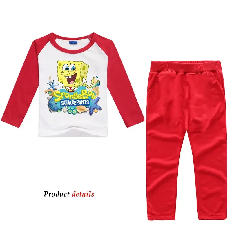 SpongeBob Printed Red T-Shirt & Pants Set for Boys Girls