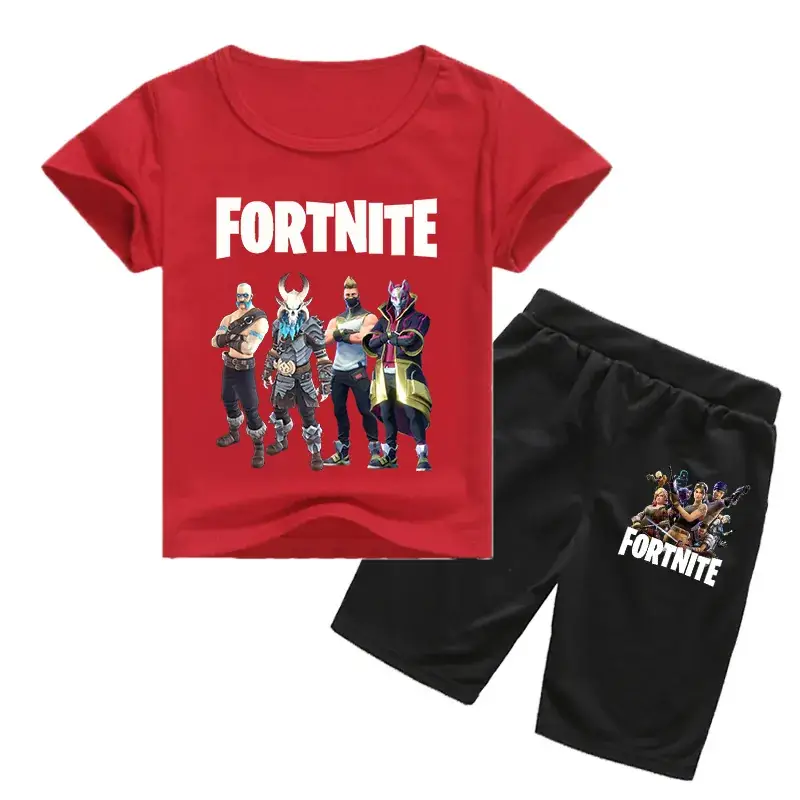 Fortnite Casual Korean Shorts Set White Black - Image 4