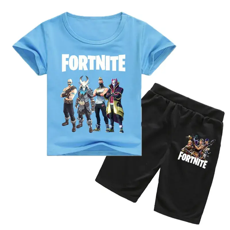 Fortnite Casual Korean Shorts Set White Black - Image 7