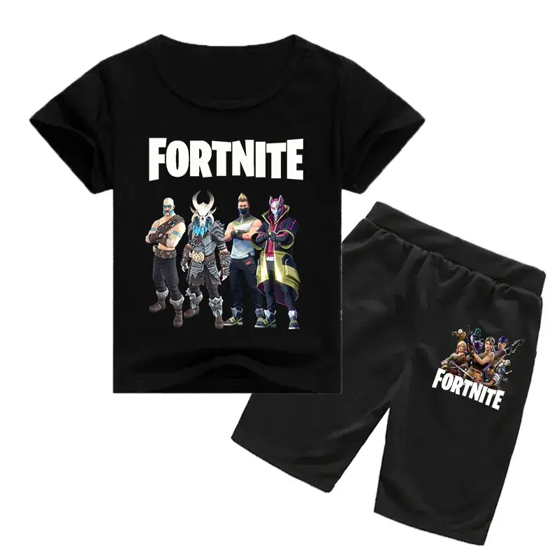 Fortnite Casual Korean Shorts Set White Black - Image 6
