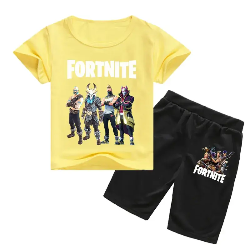 Fortnite Casual Korean Shorts Set White Black - Image 3