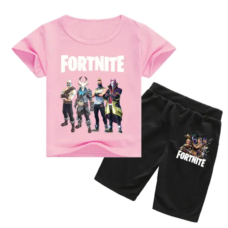 Fortnite Casual Korean Shorts Set White Black - Image 2