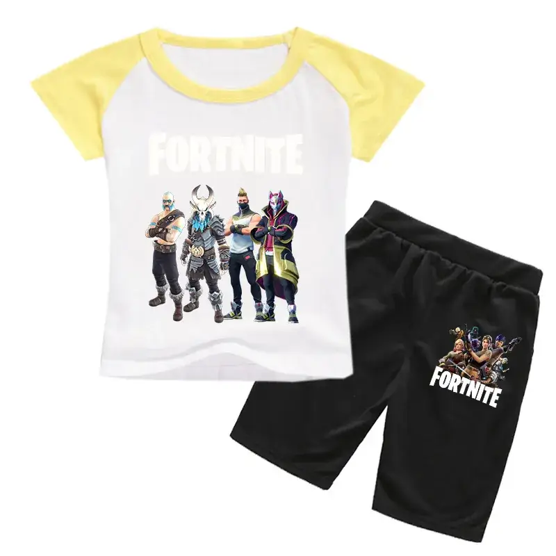 Fortnite Casual Korean Shorts Set White Black - Image 11