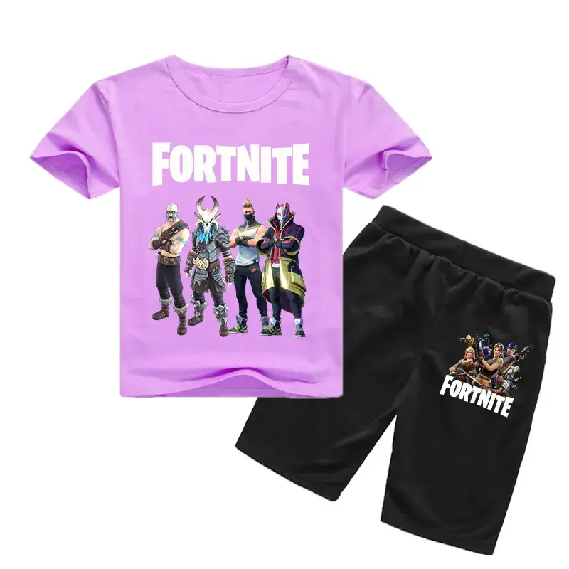 Fortnite Casual Korean Shorts Set White Black - Image 5