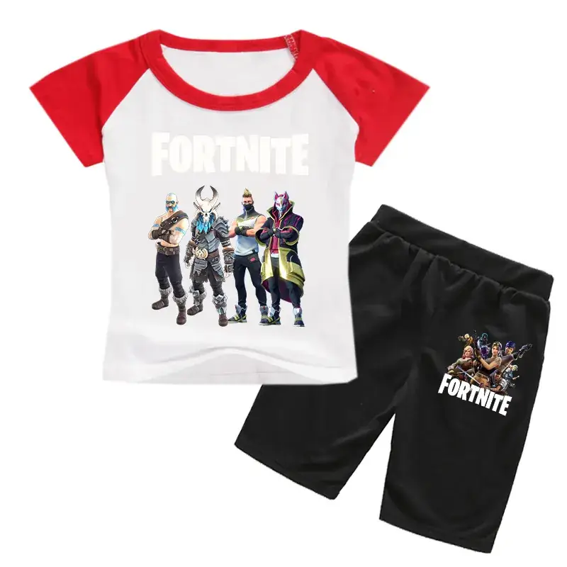 Fortnite Casual Korean Shorts Set White Black - Image 9
