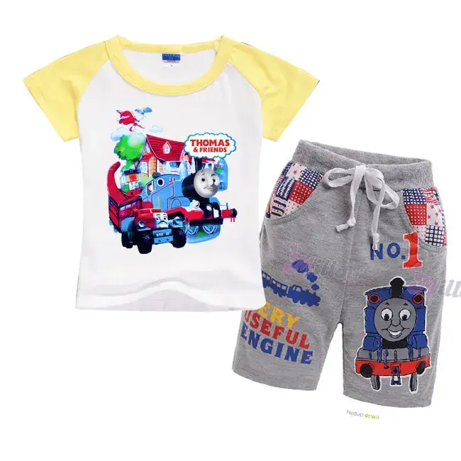 Thomas the Trains Set for Boys Girls Short Sleeve Cartoon Print - Image 5